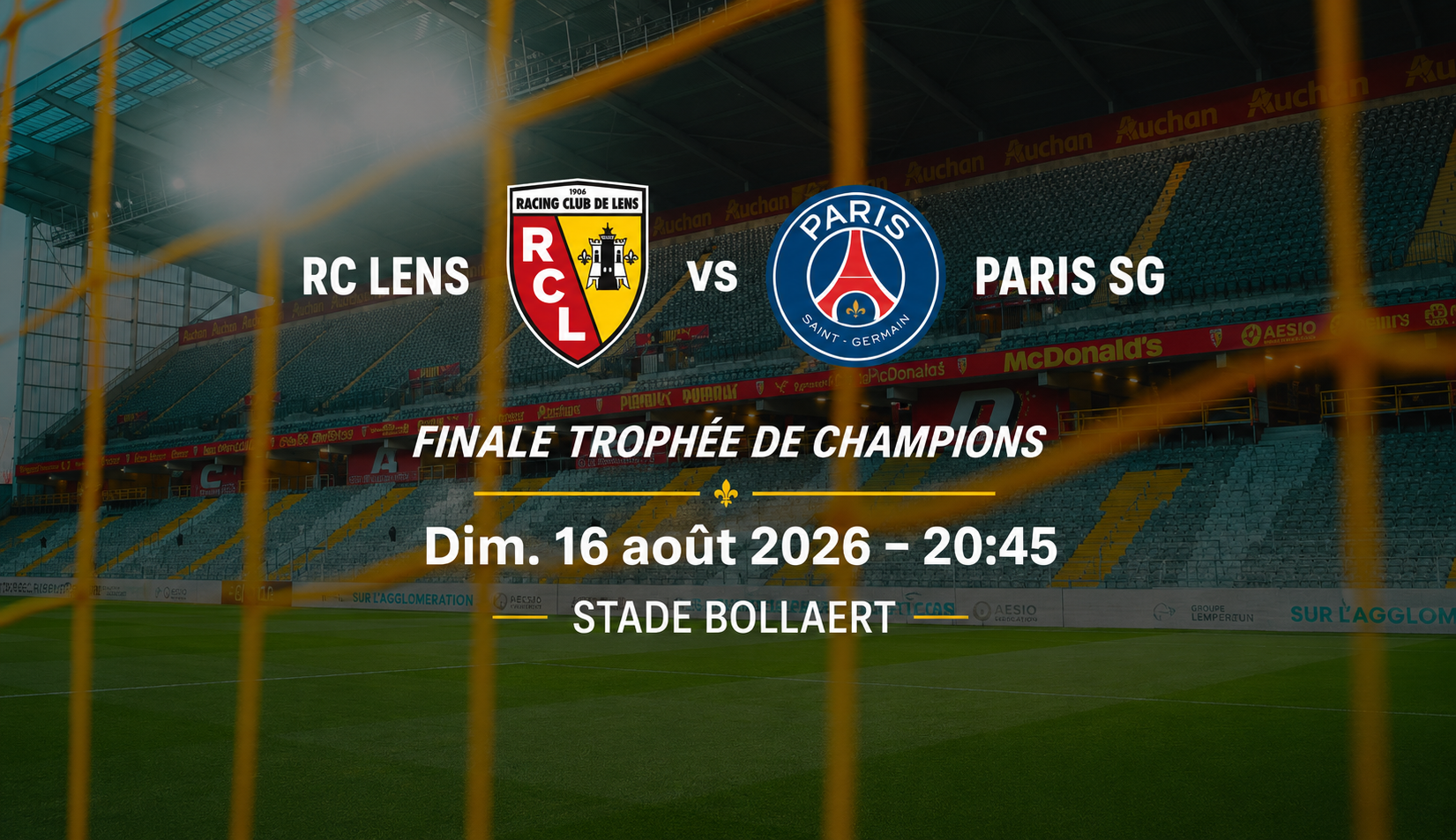 RC LENS - PARIS SG - Dim. 16 août 2026 - 20:45 - STADE BOLLAERT